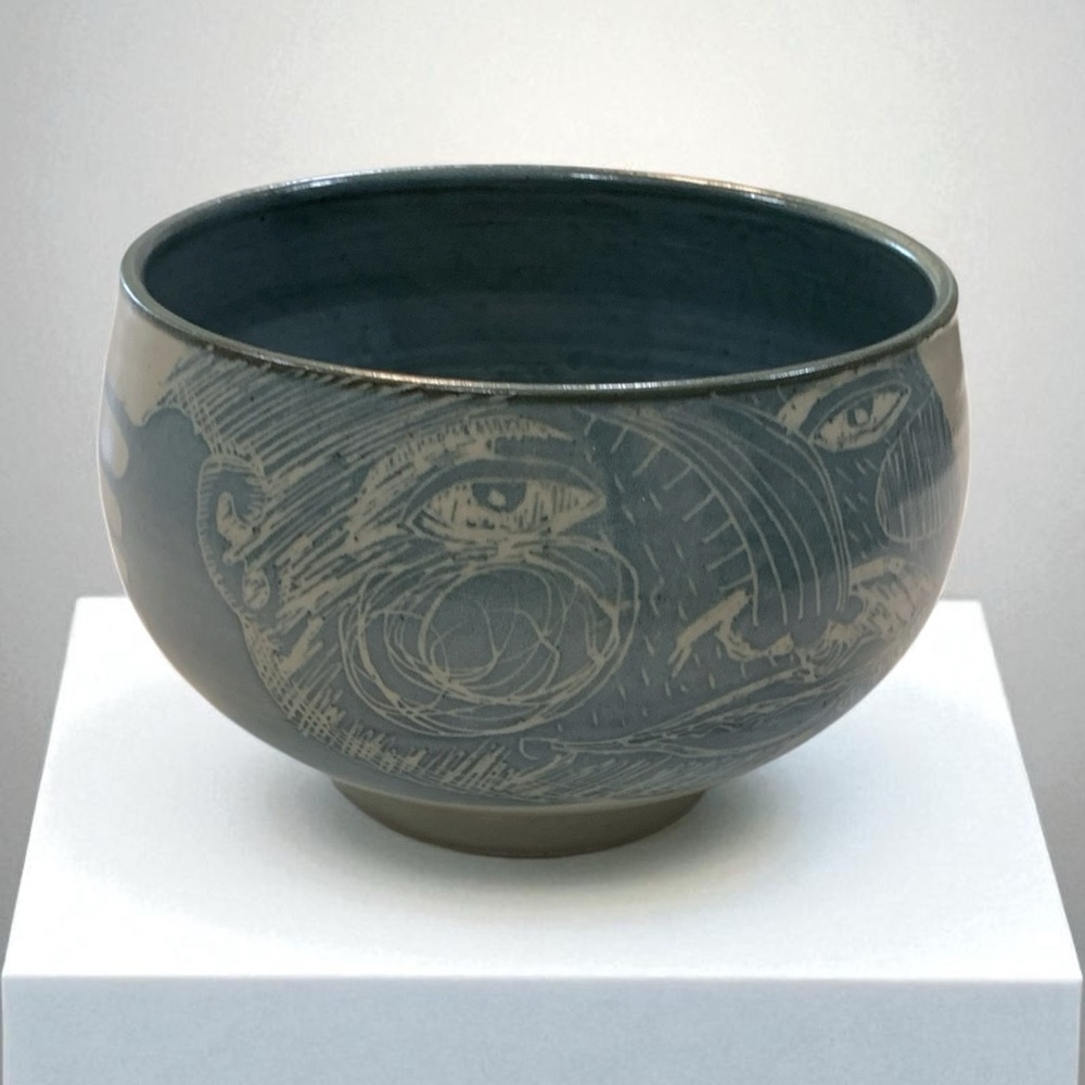 Handmade Water Etched Decorative Ceramic Bowl By Gordon James Quadra Island, BC